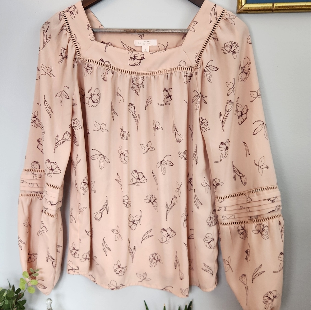 Pink and Floral Long Sleeve Blouse